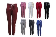 New Ladies Womens Zip Plain Tracksuit Jogging Lounge Bottoms Pants Sizes 4-10