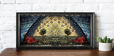 1888 Flammarion Engraving Firmament Dome Flat Earth 7x16 Wall Art