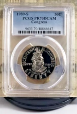 1989-S Congress Bicentennial Proof Half Dollar - PCGS PR70DCAM - Tops! - 6647