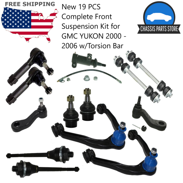 New 19 PCS Complete Front Suspension Kit for GMC YUKON 2000 2006 w