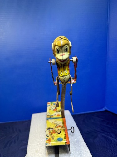 DE COLECCIÓN MARX ACROBATIC MARVEL CUERDA HOJALATA LITOGRAFÍA MONO COLUMPIO-FUNCIONA - Imagen 4 de 10
