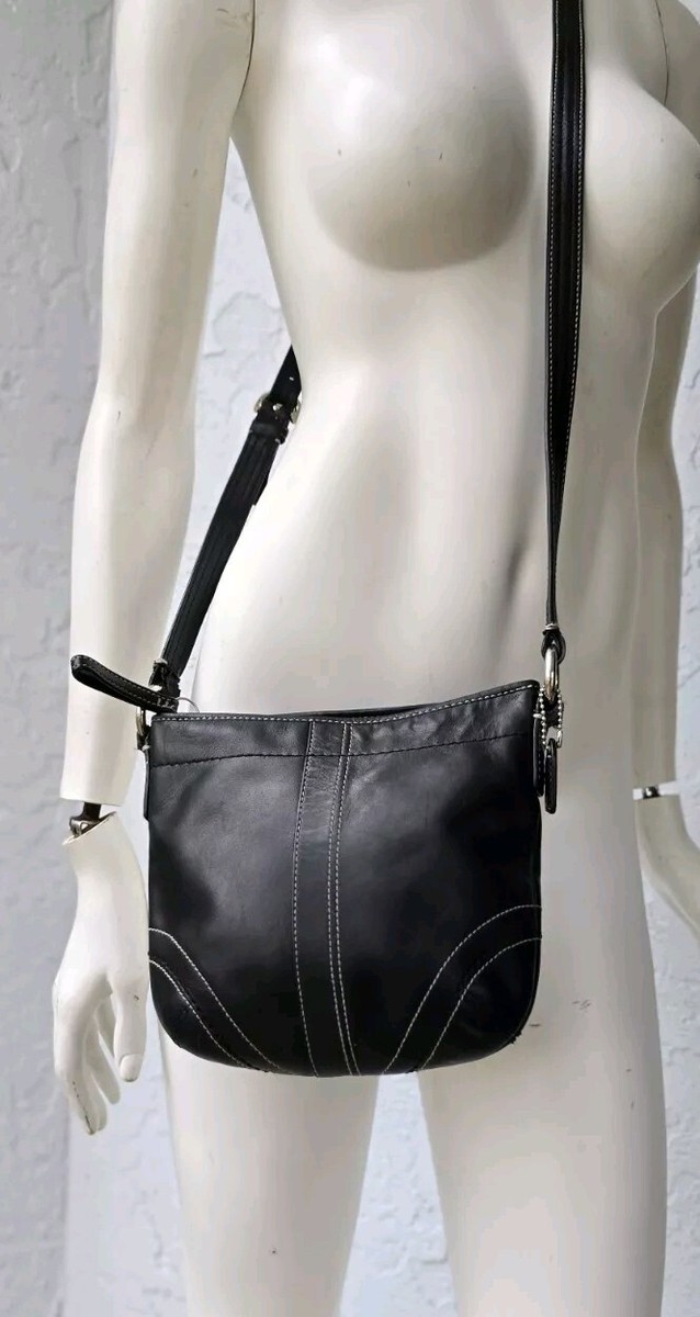 バッグ Vintage coach bag all leather soho black COACH VINTAGE SOHO LEATHER BUCKLE DUFFLE 1453 SHOULDER BAG