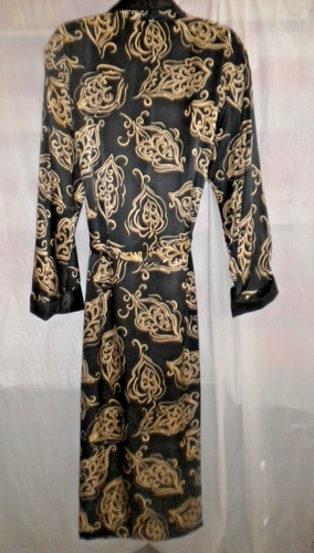 BETH MICHAELS SCHWARZ & GOLD MORGENMANTEL GRÖSSE MEDIUM PAISLEY-DRUCK WIE SATIN BOX02 - Bild 3 von 4
