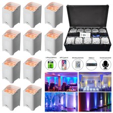 10PACK 6 x 18W RGBAW UV LED Uplight Par LIght Battery Powered Charge Flight Case