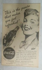 Coca-Cola ad: Stewardess Drinking Coca-Cola ~ 6.5 x 10 inches from 1940's 