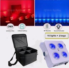 16pc 4x12W Rgbwauv Dj Wedding Battery Powered LED Uplight Wireless Stage Light B