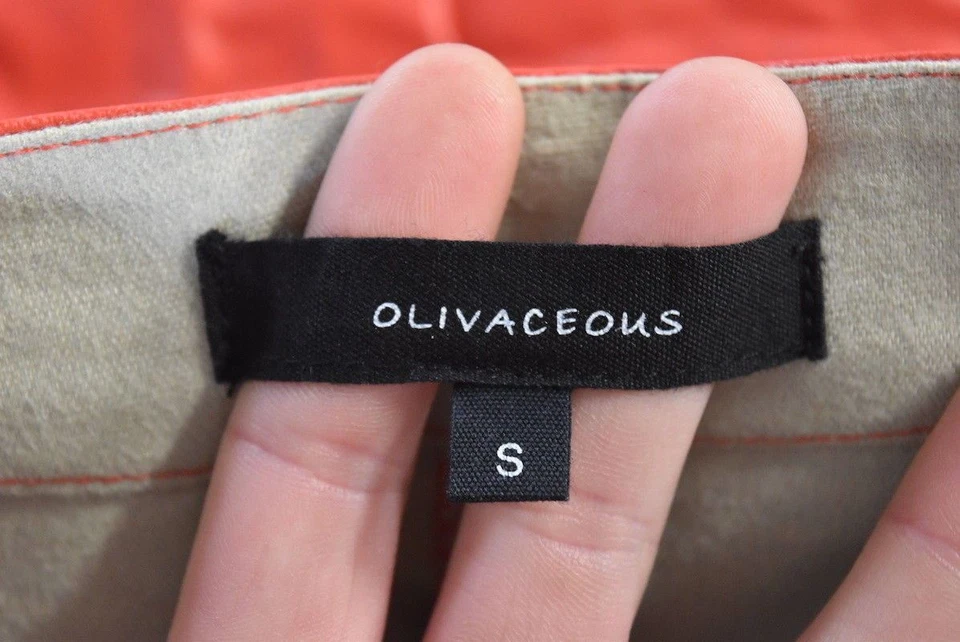 Falda Olivaceous Mujer Talla S Roja Lisa Línea A Sobre la Rodilla Algodón Informal Foto 4 de 4