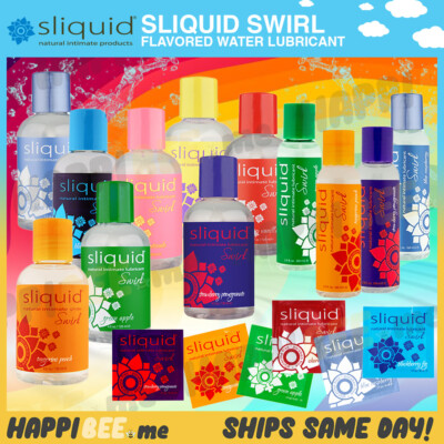 Sliquid Naturals SWIRL Water Lubricant Flavored REAL FEEL Glide EDIBLE Sex Lube