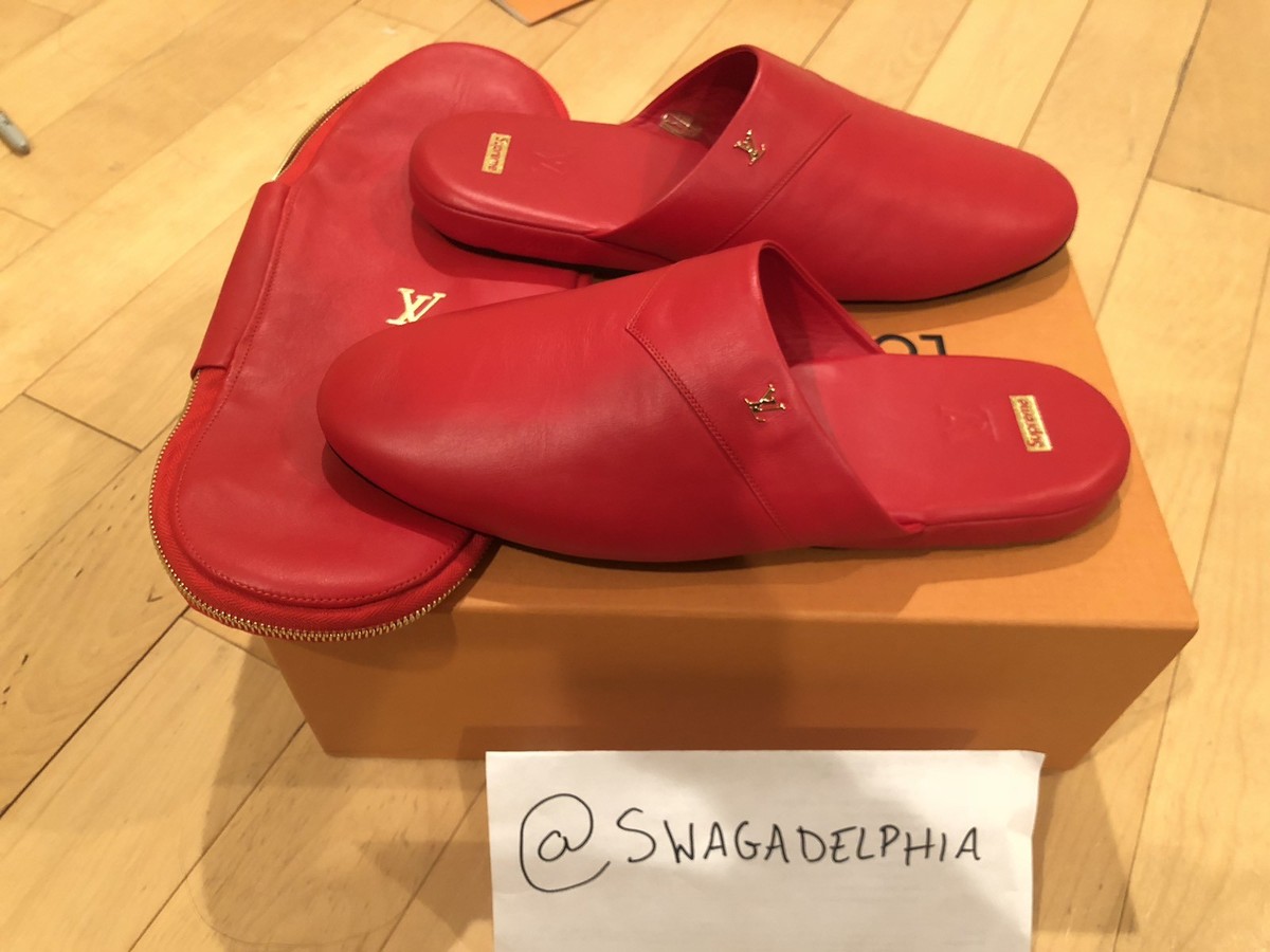RARE LOUIS VUITTON x SUPREME Red Hugh Slipper Size 9 US | eBay