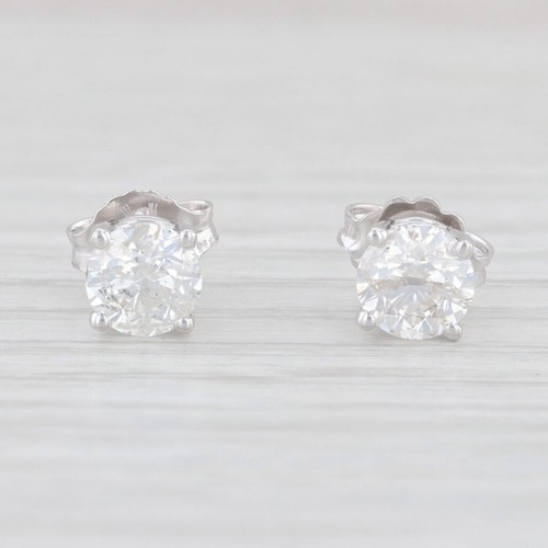 0.84ctw Round Diamond Stud Earrings 14k Gold Solitaire Studs - 第 1/5 張圖片