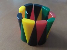 ART DECO BAKELITE RED GREEN BLACK YELLOW BRACELET
