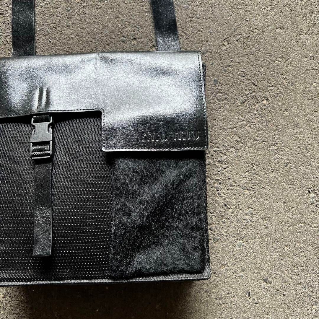 miu miu 90s archive tote bag Leather Different Black USED miu miu 90s archive tote bag Leather Different Black USED