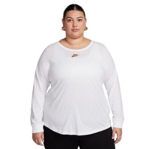 Nike Plus Size Sportswear Essentials Long-Sleeve Top White Size 1X - Picture 1 of 4