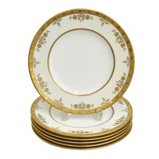 6 Minton England for Tiffany  Co Gilt Porcelain Dinner Plates c1920