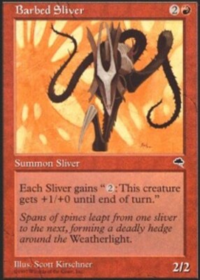 1 x Barbed Sliver - Tempest - Light Play - MTG