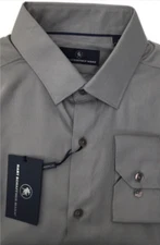 $98.50 Hart Schaffner Marx Men's  Long Sleeve Shirt Cotton Bdfrd Gray L