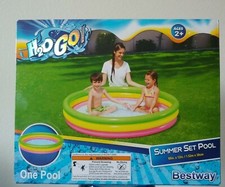 H20 Go 60in x 12in Inflatable Vinyl 3 Ring Play Pool, Multicolor, Ages 2+ Summer
