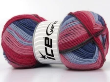 Smart Sock Yarn Ice 80080 Red Pink Blue Grey Superwash Wool Nylon 100g 437y