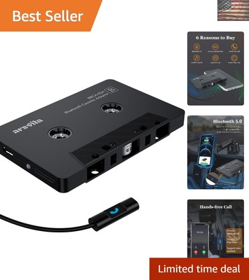 Compact Bluetooth Cassette Receiver -  Sound & Hands-Free Calls in Black