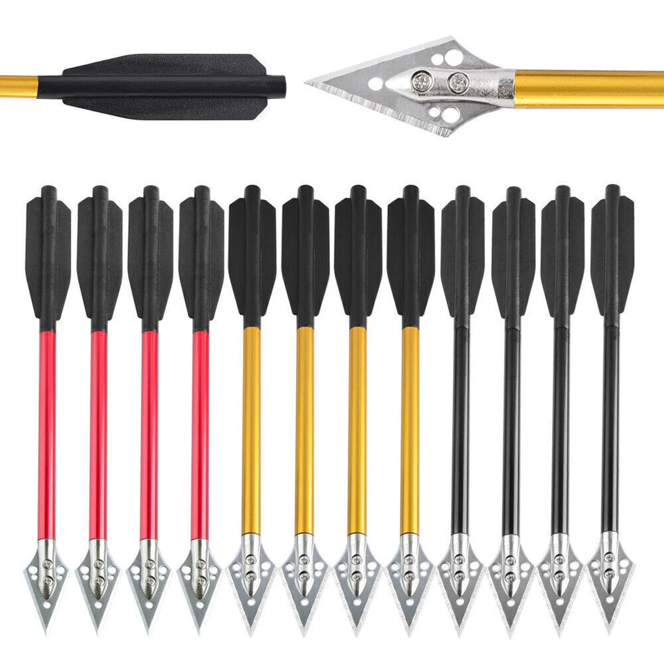 12Pcs Mini Archery Pistol Crossbow Bolts 6.5" Aluminium Arrows Broadhead Hunting - Image 2 of 4