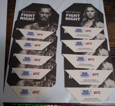 (10) BUD LIGHT 2016 UFC Fight Night BEER COASTERS! CONOR MCGREGOR & RONDA ROUSEY