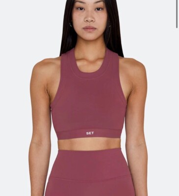 Set Active Womens Sports Bra XS Pink Crop Full Coverage