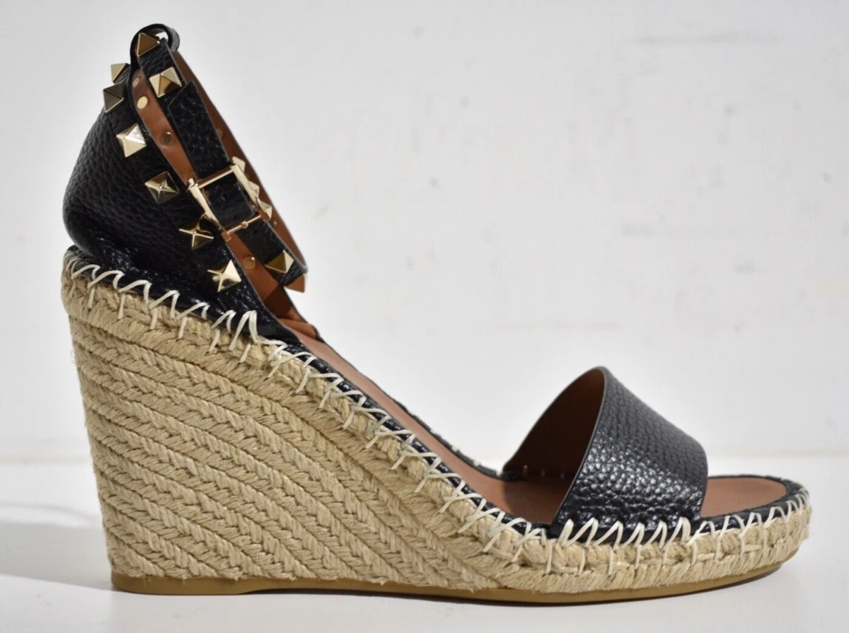 105mm Rockstud Leather Wedges