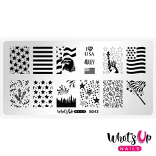 Whats Up Nails B043 Stars and Stripes Stamping Plate For Stamped Nail Art Design