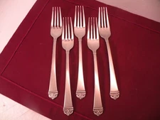 Set Of 5 Oneida BIANCO FROST 18/10 Stainless DINNER FORKS 8"