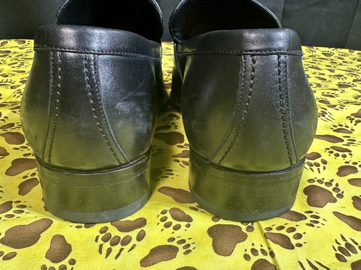 Gucci, 114416, silver GG logo, Leather Moccasin Lifford Black Loafers size 15 GUCCI 114416 Black GG Leather Moccasi Lifford Loafers - Sz  main image 3