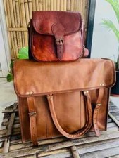 Handmade Men's Genuine Leather Vintage Laptop Messenger Briefcase Bag Satchel
