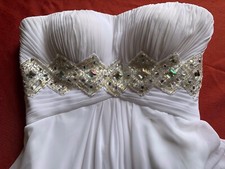 TONY BOWLS SIZE 0 WHITE CHIFFON STRAPLESS FORMAL/WEDDING/PROM