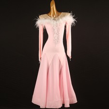 NEW Latin Ballroom Dance Dress Modern Salsa Waltz Standard Long Dress F918 Pink