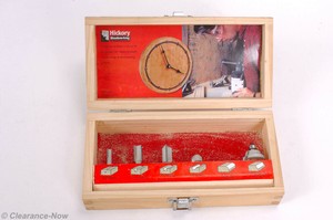 Vintage Hickory Woodworking Router Bit Set of 5 In Wooden 