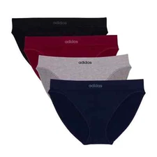 adidas Women’s Seamless Bikini Panties 4-Pack Lightweight Stretch Underwear