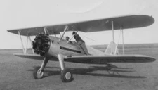 1940s Pilot Boarding Biplane Open Cockpit Vintage Propeller Plane Field