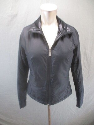NIKE DRI-FIT Size S (4-6) Womens BLK Full Zip Stand Collar Reversible Jacket 862