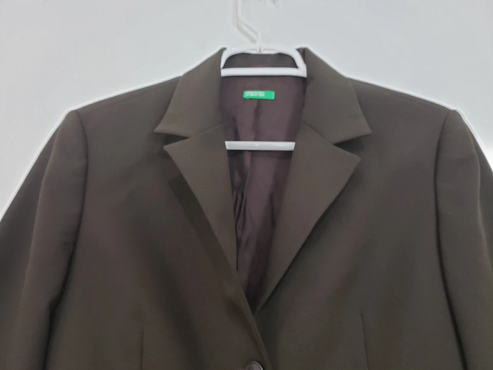 (M5) Made In Italy of Benetton Blazer Womens Size EUR 40 (S) Casual Brown - Image 2 of 4