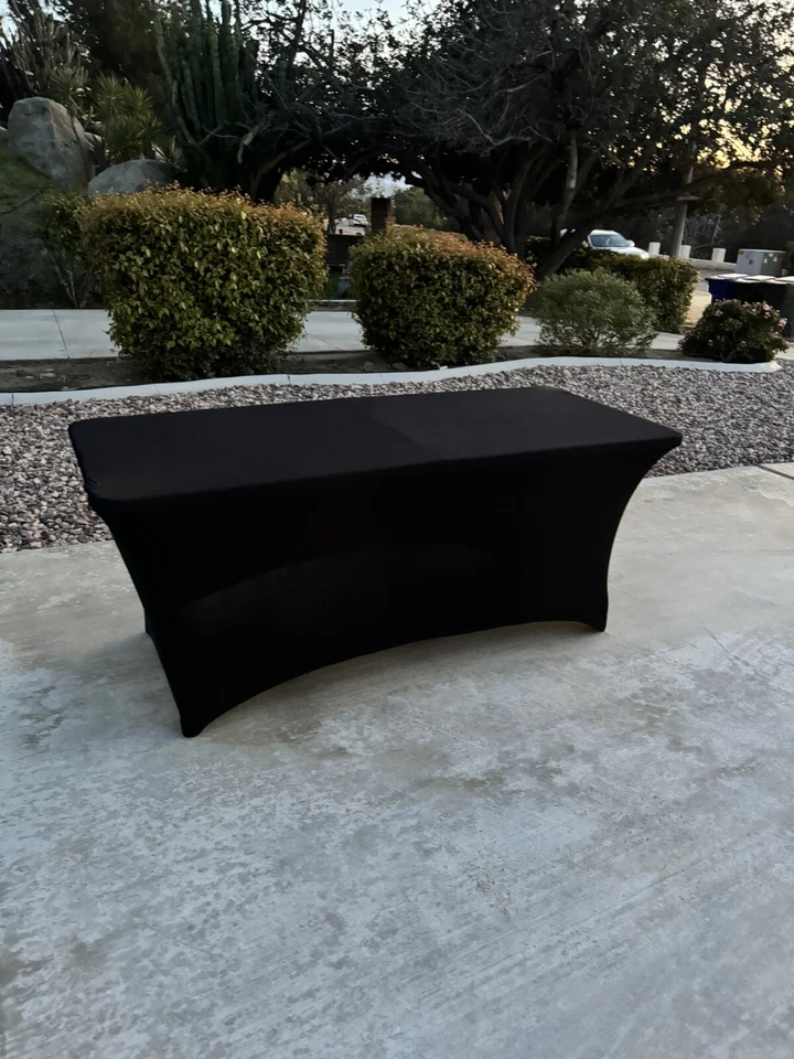 (10 Pcs) 6ft Spandex Fitted  Rectangle Stretch Table Cover Wedding Party Black - Image 2 of 4