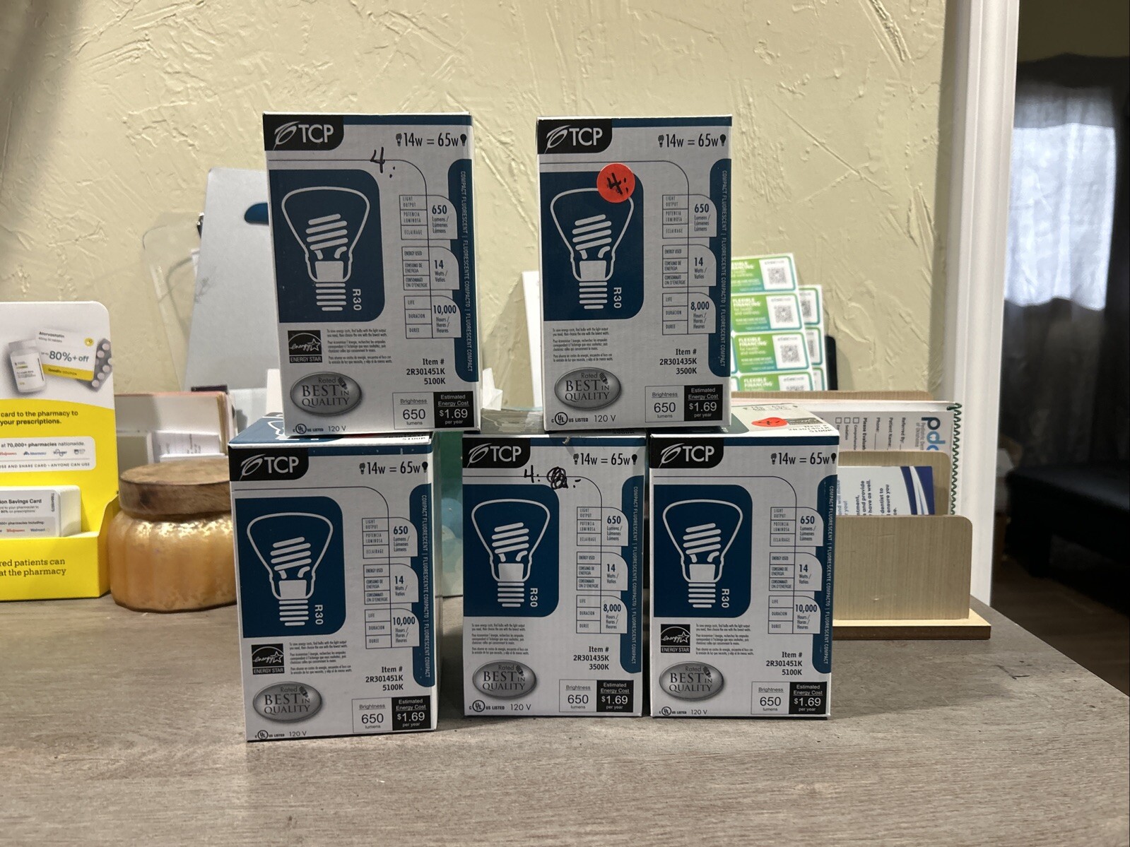 TCP COMPACT FLUORESCENT LIGHT BULB 14W * LOT OF 5