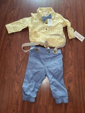 Cat  Jack 3-6 month Outfit Suspenders pants, Bow Tie, Button Down bodysuit, B89