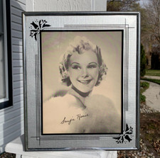 1930's ART DECO REVERSE PAINTED GLASS PICTURE Frame Tulips Sonja Henie Hollywood