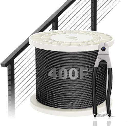 Edelstahl Verstellbarer Winkel 1/8" Schwarz Kabel Geländer Kit Drahtseil Deck Set - Bild 2 von 10