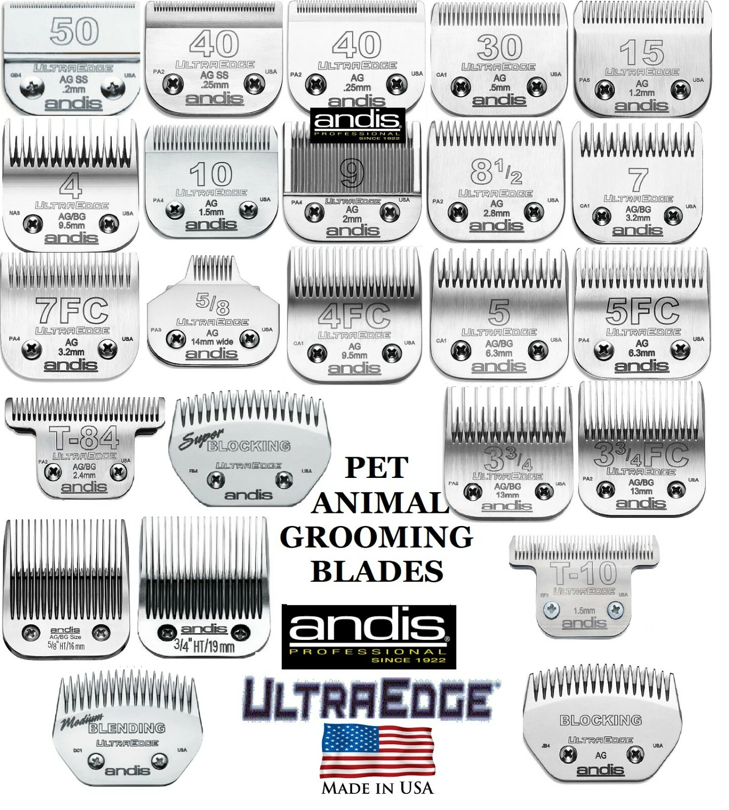 Andis UltraEdge PET GROOMING BLADE*Fit AG AGC BDC AGR,Wahl KM2 KM5 KM10 CLIPPERS