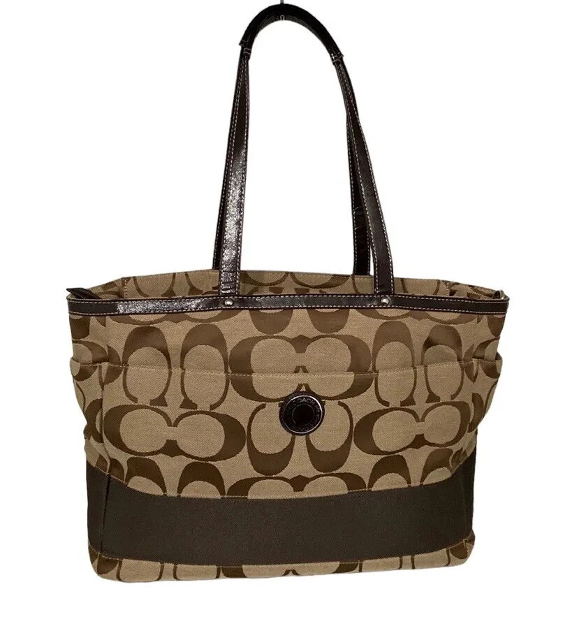 Coach Bags, Coach Monogram Brown Diaper Bag #J1261-F19202, Color:  Brown/Tan