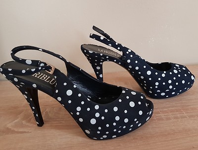 LORIBLU Shoes suede black Pumps Leder Wildleder schwarz gepunktet Pin Up Neu N 38