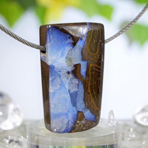 Boulder Opal Anhänger Edelopal freeform gebohrt 32mm 69ct Queensland Australien - Bild 2 von 4