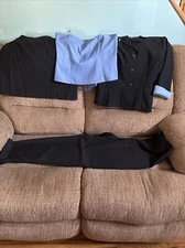 Suits Us 4 Piece Set Nave W/ Light Blue Pinstripes Size 11-12 Vintage