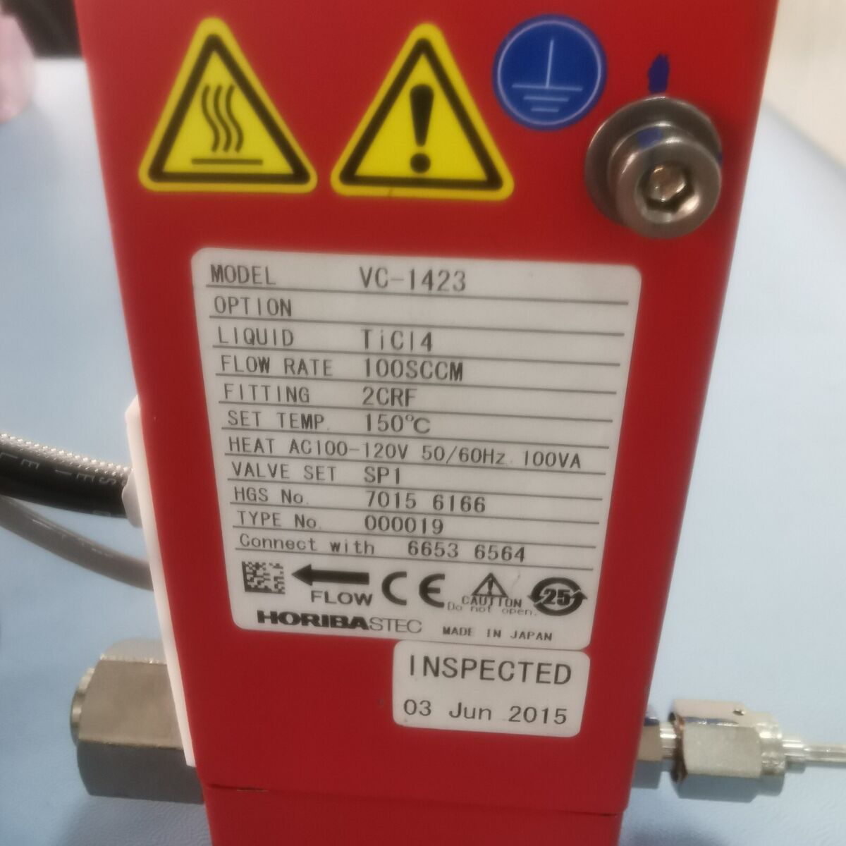 HORIBA STEC Liquid Mass Flow Meter Assembly 100sccm VC-1423 HORIBA STEC Liquid Mass Flow Meter Assembly 100sccm VC-1423