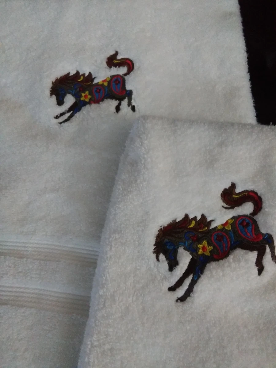 western bucking flower horse bath hand towel 2 piece set eBay